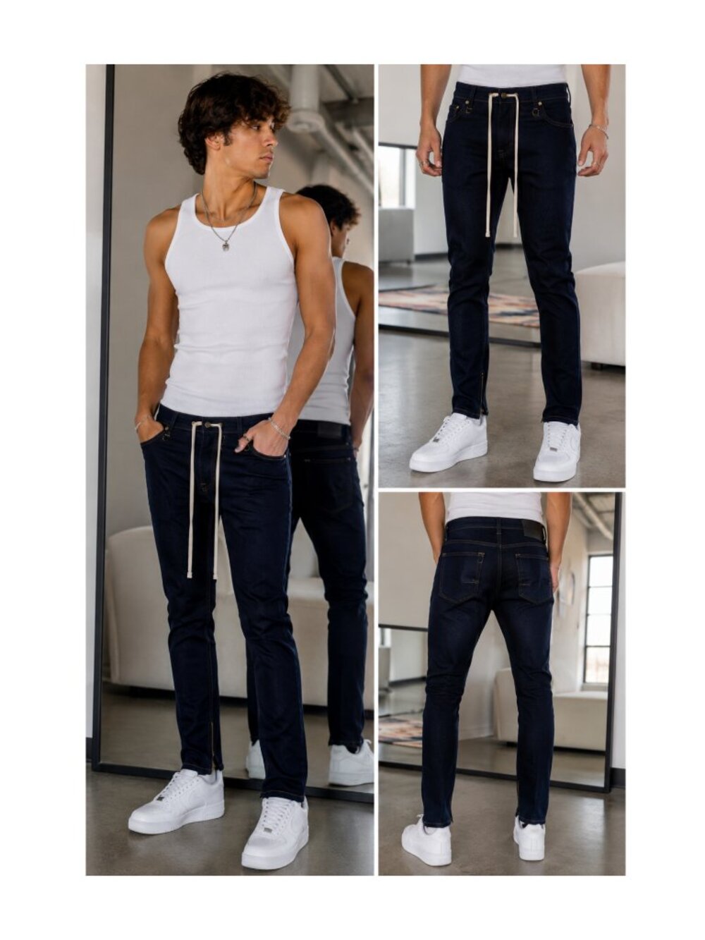 Hyper Denim Raw Indigo Stack Zipper Jeans Men's 34